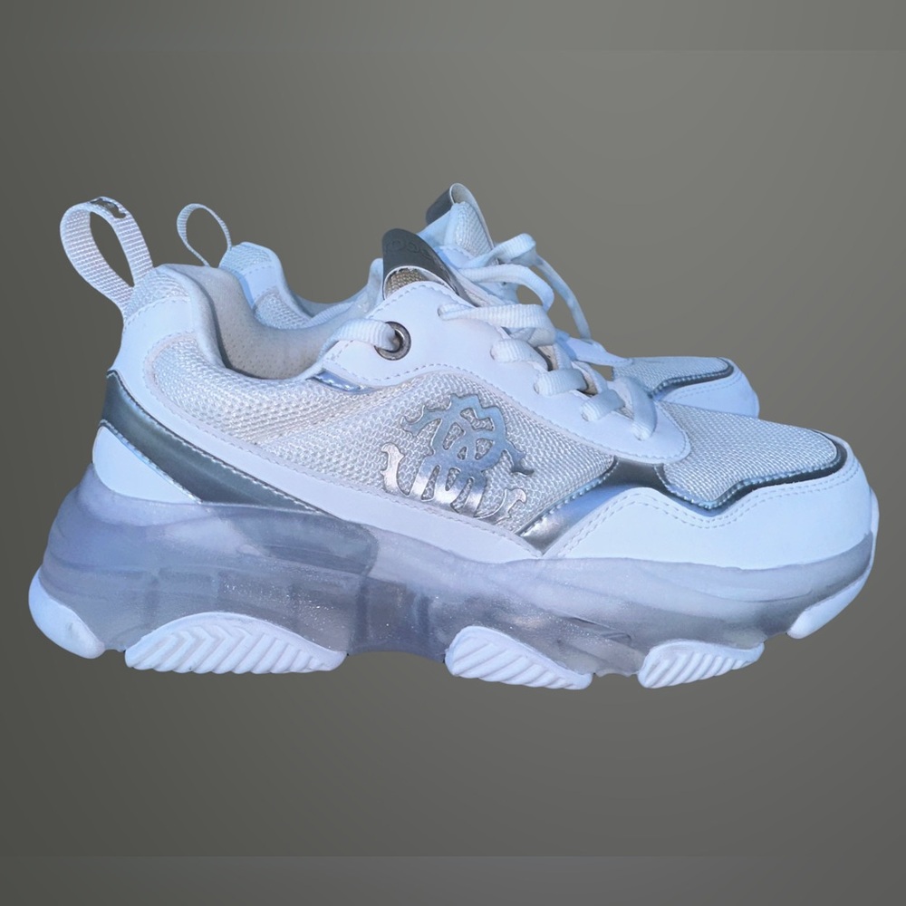 Roberto Cavalli  White and Silver Sneakers